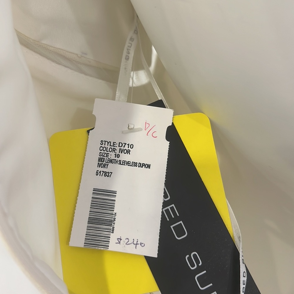 NWT SAMPLE ALFRED SUNG D710 bride bridesmaid size 10 IVORY poly Dupioni PRISTINE - Picture 7 of 8